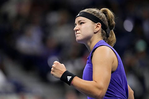 US Open Tennis Semifinal 2024: Karolina Muchova, of the Czech Republic, reacts against Jessica Pegula